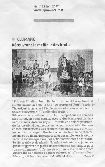 Silencio à Clumanc (04) Atelier des bruits ( {www - LaProvence.com} 12/06/2007)