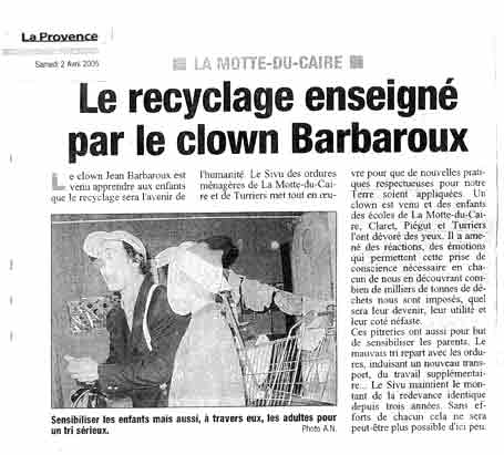 Recyclage enseigné aux enfants ( {La Provence} 04/04/2005)