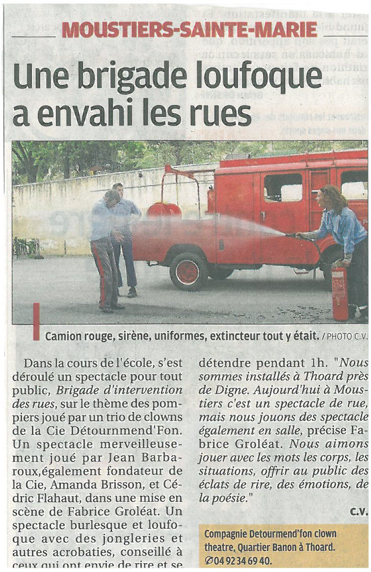"Les Pompiers" Moustiers-Ste-Marie, 14 juin 2014 ({"La Provence"})